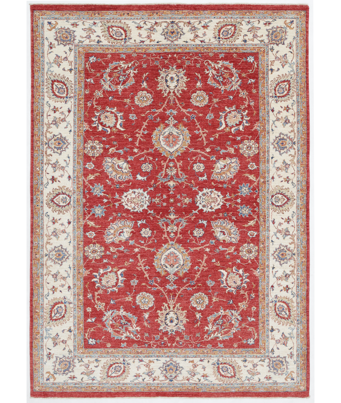 Hand Knotted Ziegler Wool Rug  - 5&#39; 8&quot; X 8&#39; 0&quot; 5&#39; 8&quot; X 8&#39; 0&quot; (173 X 244) / Red / Ivory