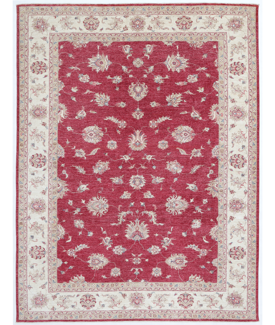 Hand Knotted Ziegler Wool Rug  - 8&#39; 2&quot; X 10&#39; 6&quot; 8&#39; 2&quot; X 10&#39; 6&quot; (249 X 320) / Red / Ivory