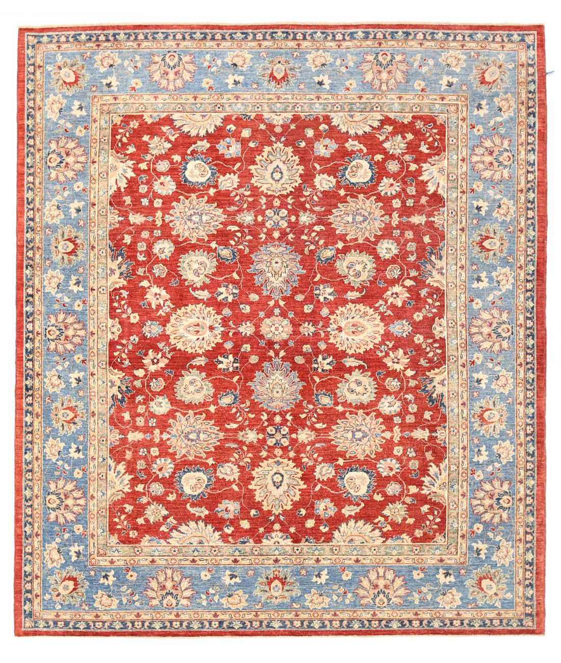 Hand Knotted Ziegler Wool Rug  - 8&#39; 3&quot; X 9&#39; 7&quot; 8&#39; 3&quot; X 9&#39; 7&quot; (251 X 292) / Red / Blue