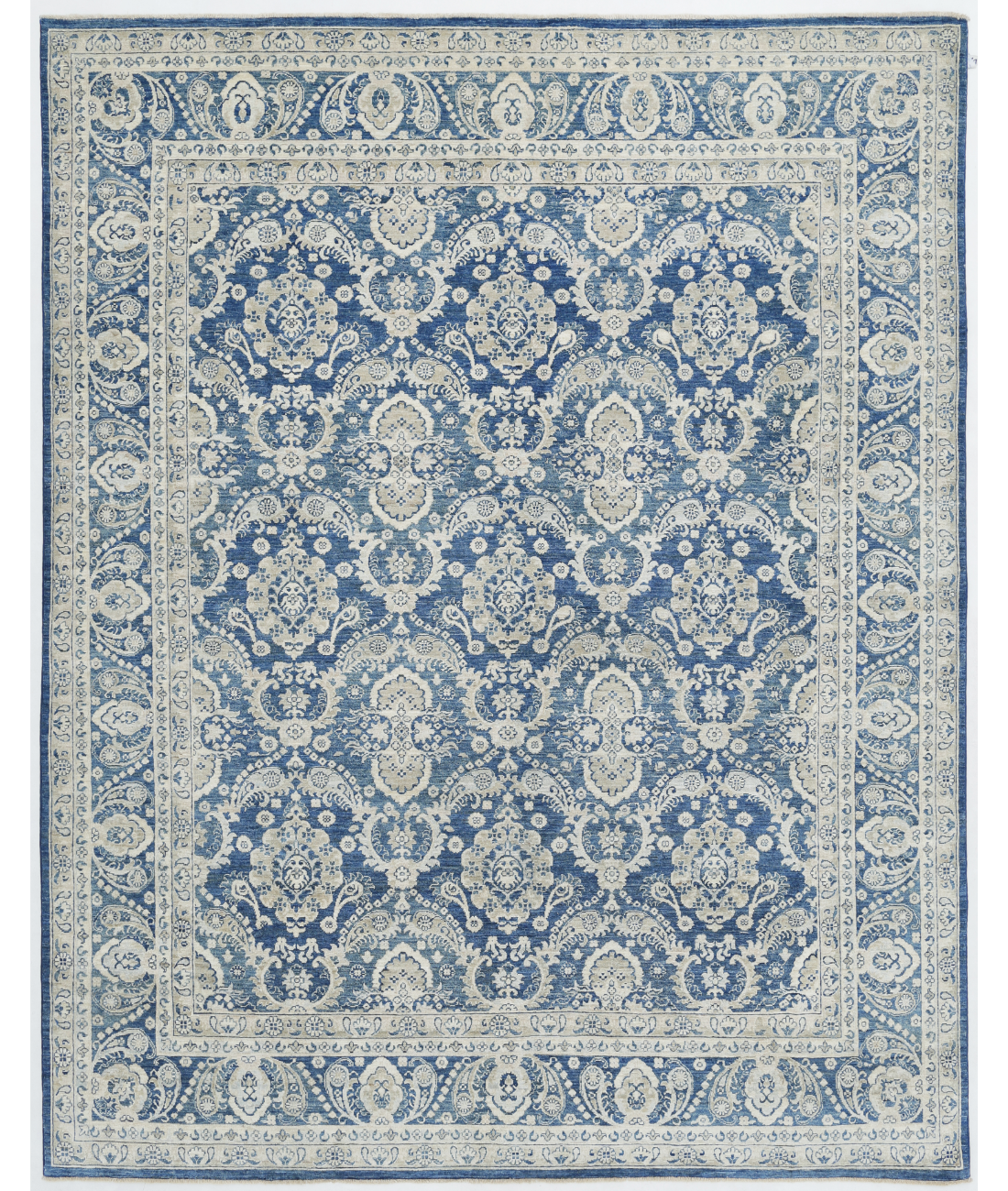 Hand Knotted Ziegler Wool Rug  - 7&#39; 9&quot; X 9&#39; 8&quot; 7&#39; 9&quot; X 9&#39; 8&quot; (236 X 295) / Blue / Blue