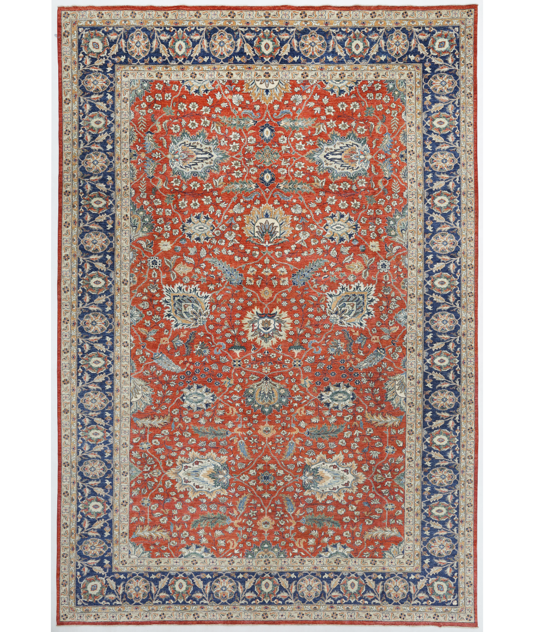 Hand Knotted Ziegler Wool Rug  - 11&#39; 7&quot; X 16&#39; 11&quot; 11&#39; 7&quot; X 16&#39; 11&quot; (353 X 516) / Red / Blue