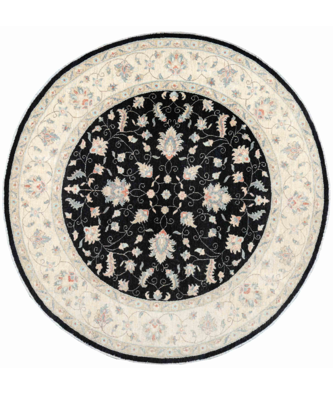 Hand Knotted Ziegler Wool Rug  - 8&#39; 0&quot; X 8&#39; 2&quot; 8&#39; 0&quot; X 8&#39; 2&quot; (244 X 249) / Black / Ivory