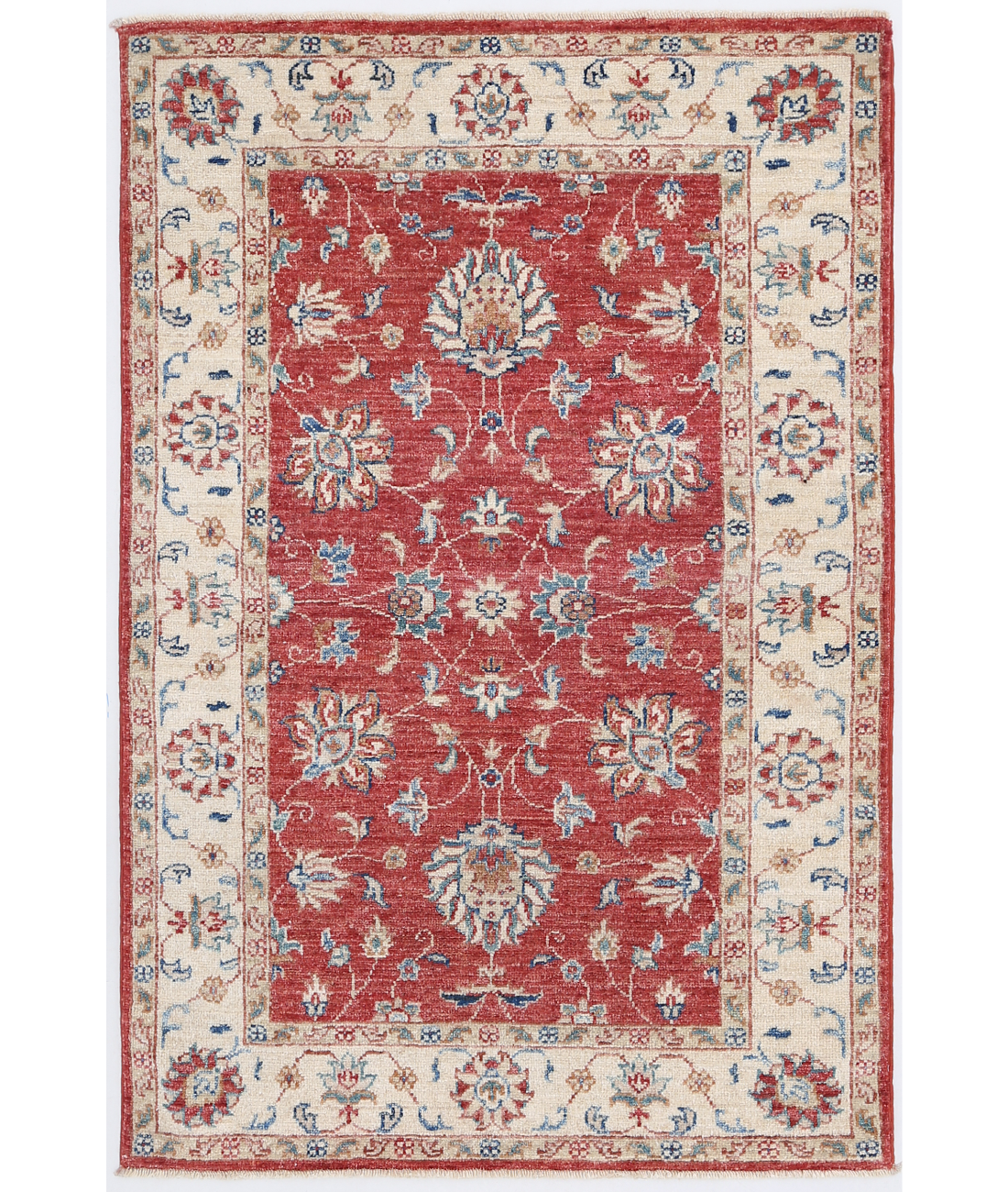 Hand Knotted Ziegler Wool Rug  - 2&#39; 9&quot; X 4&#39; 1&quot; 2&#39; 9&quot; X 4&#39; 1&quot; (84 X 124) / Red / Ivory