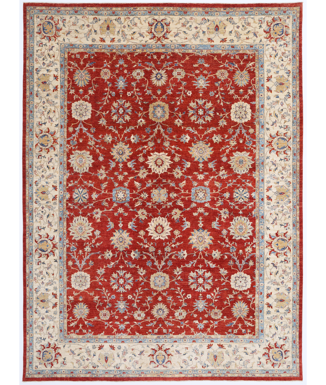 Hand Knotted Ziegler Wool Rug  - 10&#39; 2&quot; X 13&#39; 8&quot; 10&#39; 2&quot; X 13&#39; 8&quot; (310 X 417) / Red / Ivory