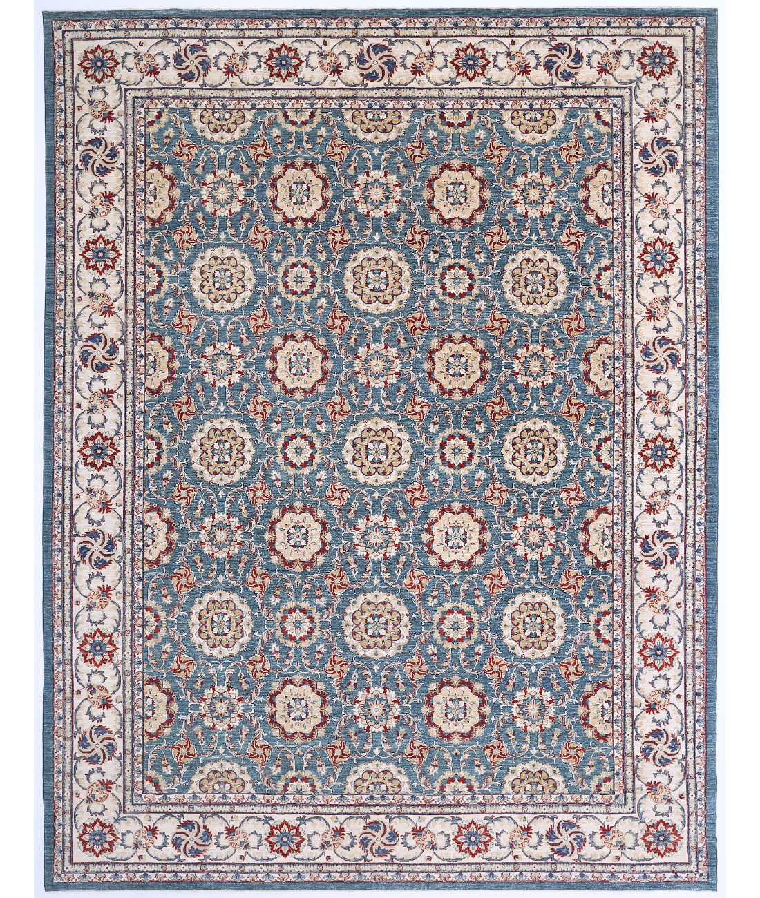 Hand Knotted Ziegler Wool Rug  - 13&#39; 3&quot; X 17&#39; 2&quot; 13&#39; 3&quot; X 17&#39; 2&quot; (404 X 523) / Blue / Ivory