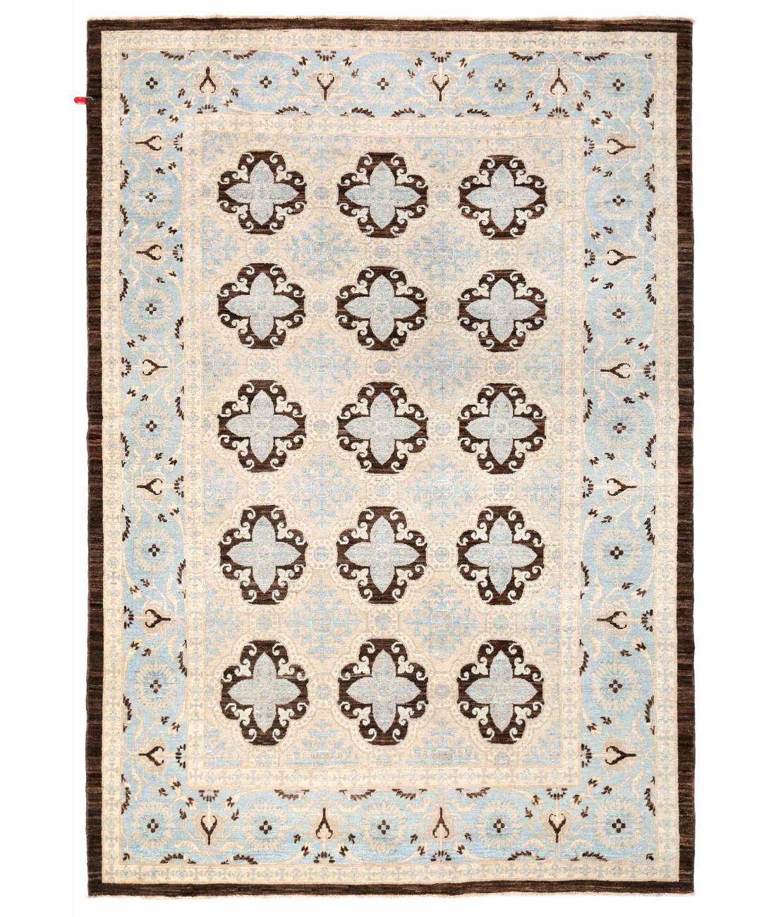 Hand Knotted Ziegler Wool Rug  - 6' 3" X 9' 0" 6' 3" X 9' 0" (191 X 274) / Brown / Blue