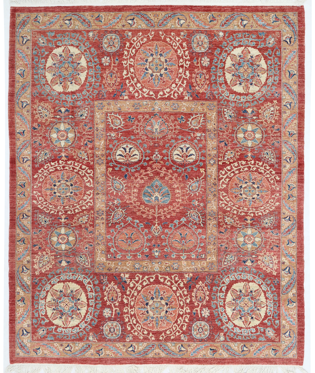 Hand Knotted Ziegler Wool Rug  - 8&#39; 2&quot; X 9&#39; 9&quot; 8&#39; 2&quot; X 9&#39; 9&quot; (249 X 297) / Red / Red