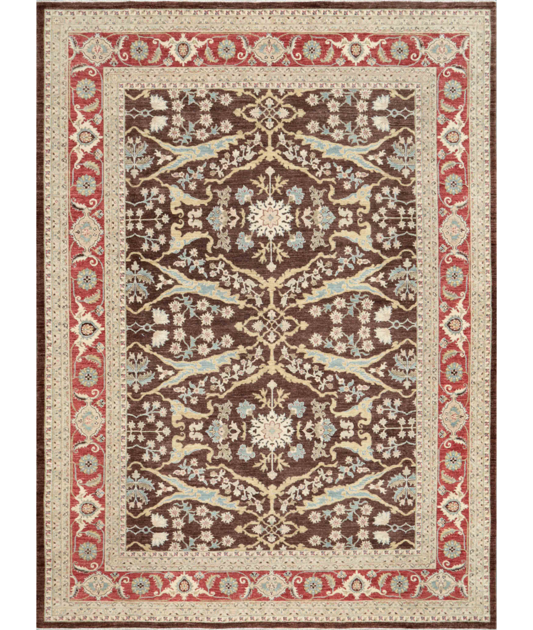 Hand Knotted Ziegler Wool Rug  - 10&#39; 2&quot; X 14&#39; 1&quot; 10&#39; 2&quot; X 14&#39; 1&quot; (310 X 429) / Brown / Red