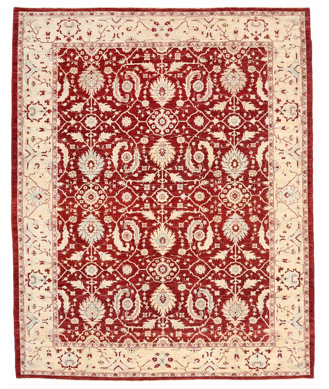 Hand Knotted Ziegler Wool Rug  - 8&#39; 2&quot; X 10&#39; 3&quot; 8&#39; 2&quot; X 10&#39; 3&quot; (249 X 312) / Red / Ivory