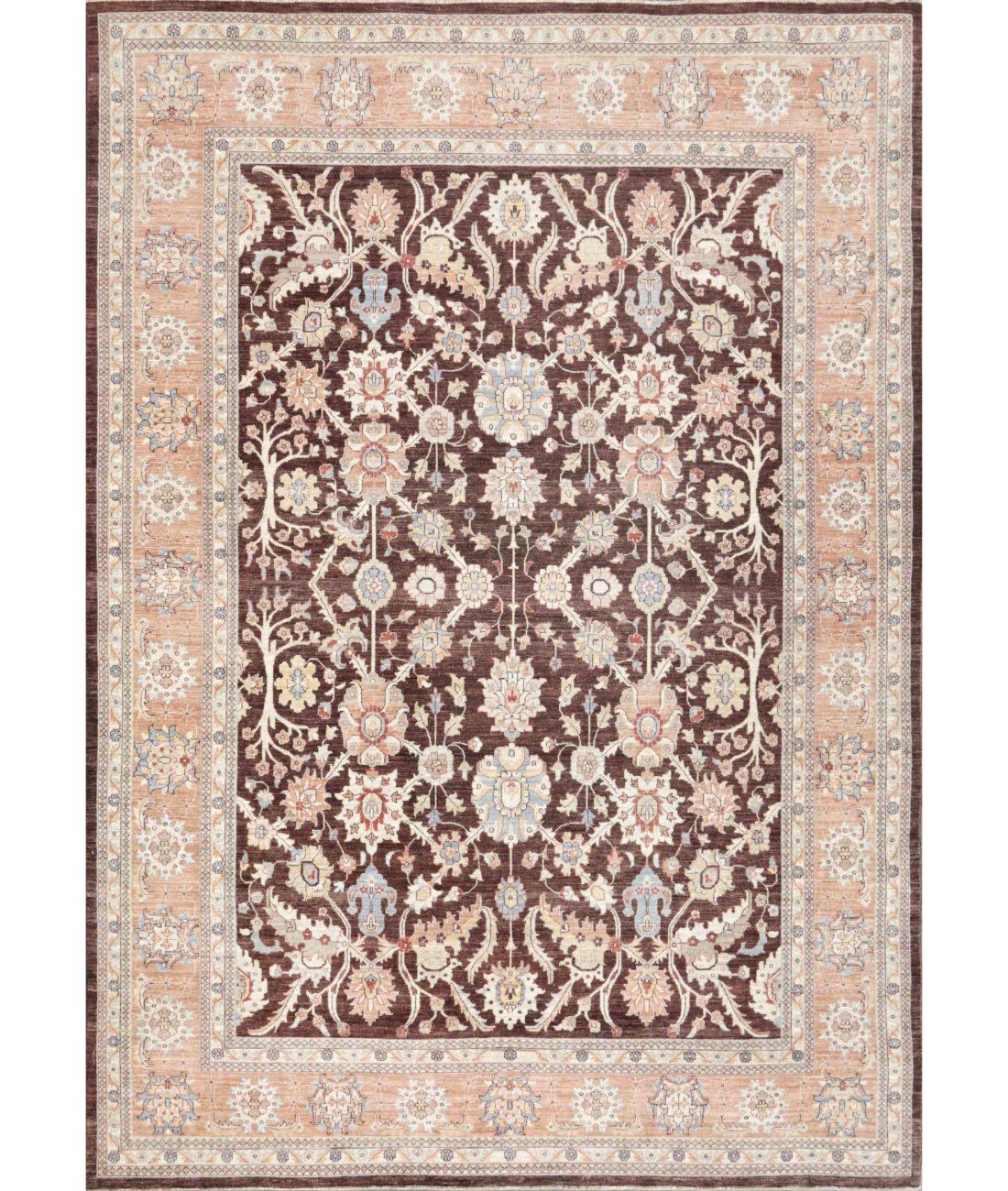 Hand Knotted Ziegler Wool Rug  - 10&#39; 0&quot; X 13&#39; 7&quot; 10&#39; 0&quot; X 13&#39; 7&quot; (305 X 414) / Brown / Rust