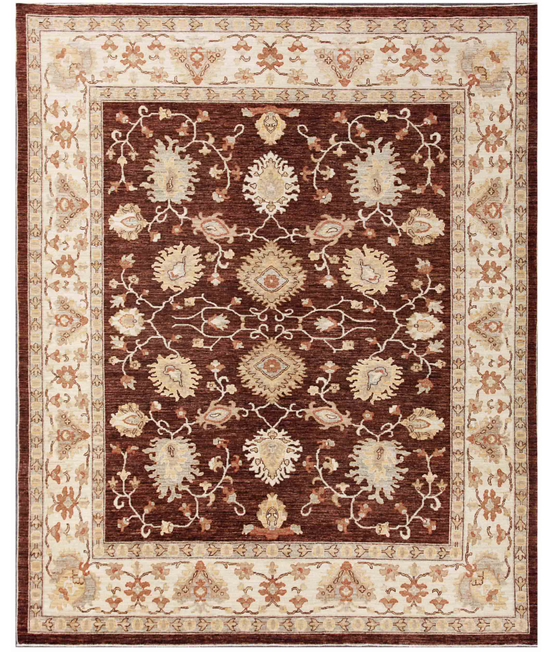 Hand Knotted Ziegler Wool Rug  - 8&#39; 0&quot; X 10&#39; 1&quot; 8&#39; 0&quot; X 10&#39; 1&quot; (244 X 307) / Brown / Ivory