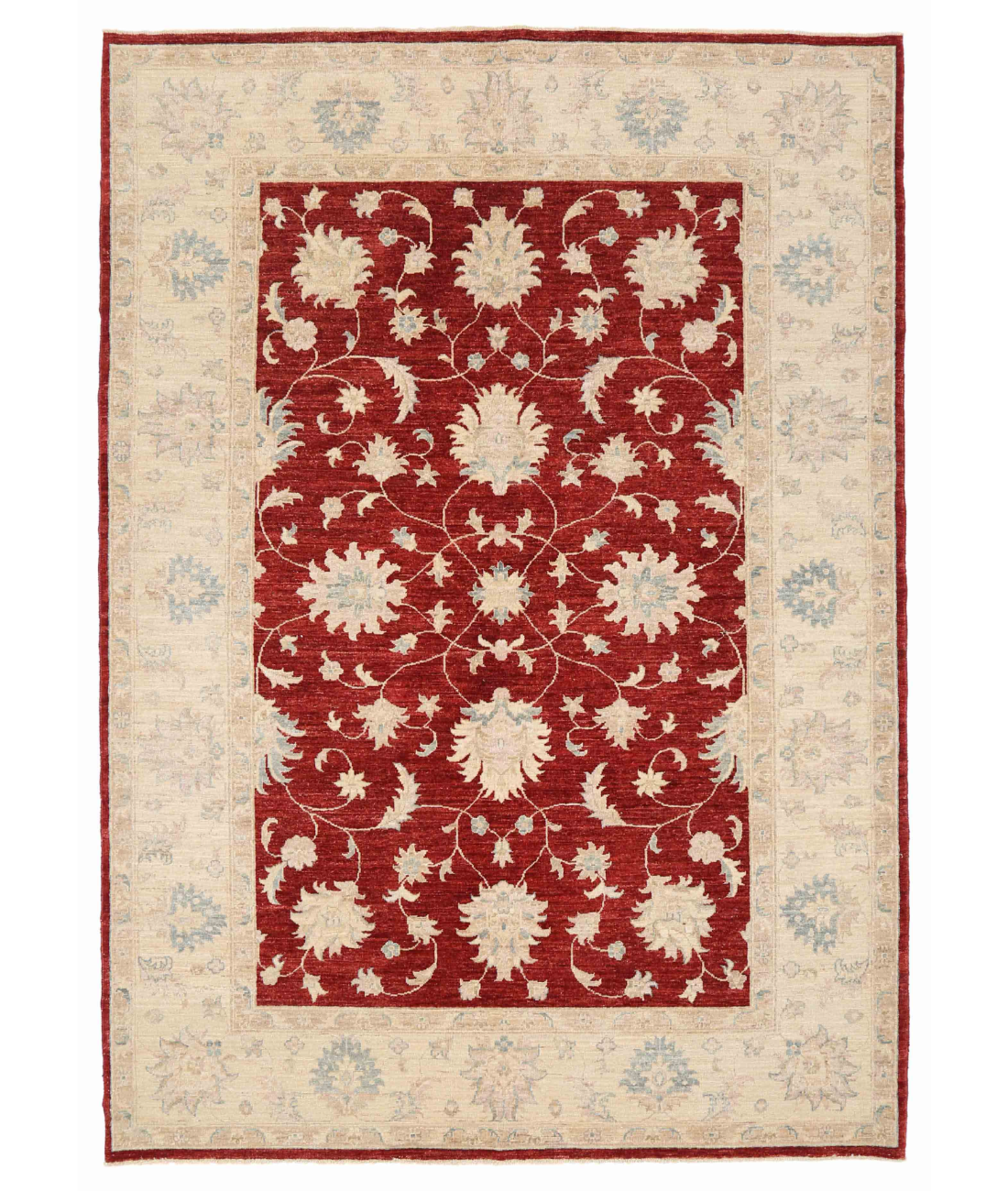 Hand Knotted Ziegler Wool Rug  - 5&#39; 7&quot; X 7&#39; 10&quot; 5&#39; 7&quot; X 7&#39; 10&quot; (170 X 239) / Red / Ivory