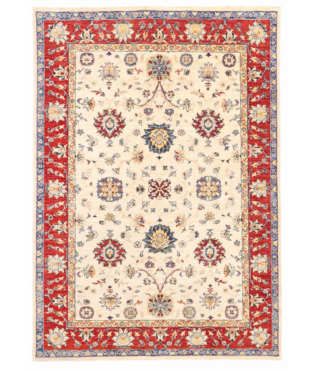 Hand Knotted Ziegler Wool Rug  - 5&#39; 6&quot; X 8&#39; 0&quot; 5&#39; 6&quot; X 8&#39; 0&quot; (168 X 244) / Ivory / Red