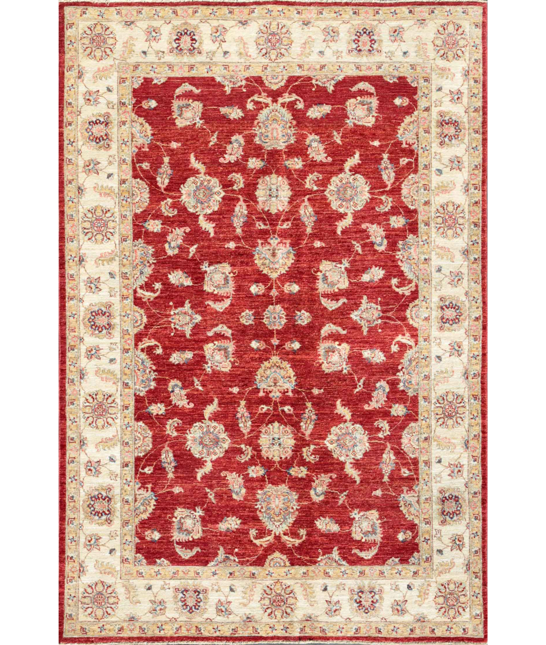 Hand Knotted Ziegler Wool Rug  - 5&#39; 7&quot; X 7&#39; 10&quot; 5&#39; 7&quot; X 7&#39; 10&quot; (170 X 239) / Red / Ivory