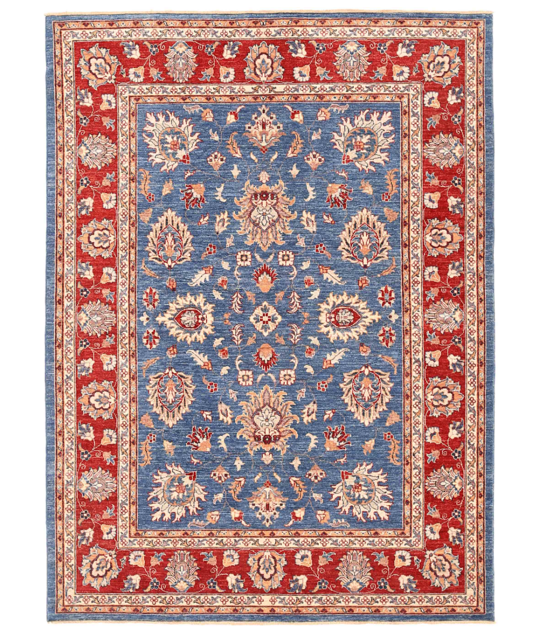 Hand Knotted Ziegler Wool Rug  - 5&#39; 8&quot; X 7&#39; 9&quot; 5&#39; 8&quot; X 7&#39; 9&quot; (173 X 236) / Blue / Red