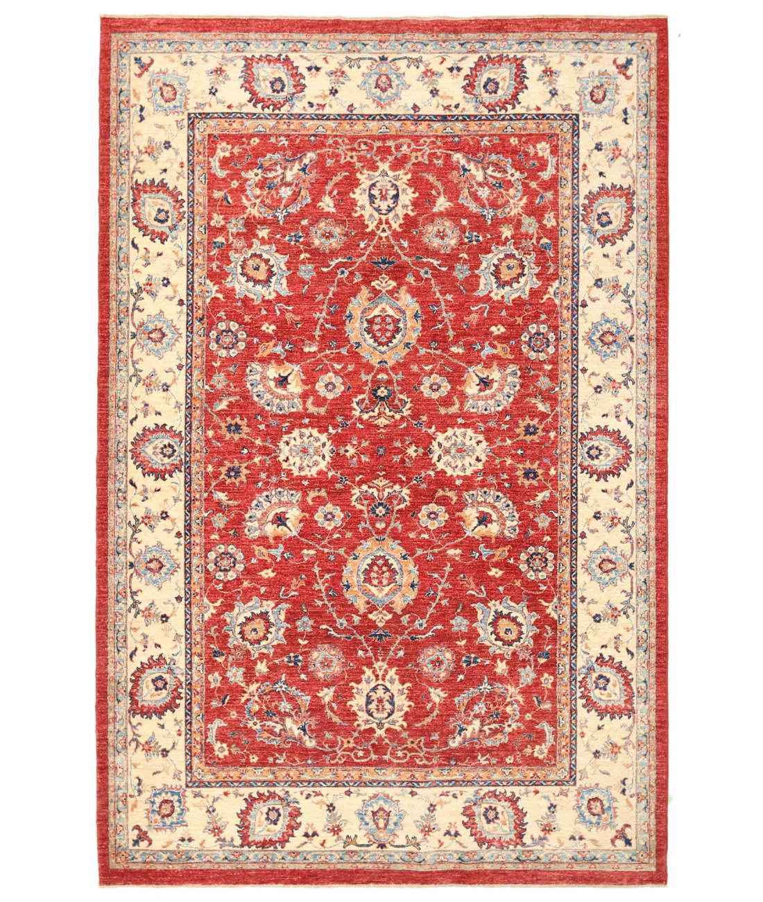 Hand Knotted Ziegler Wool Rug  - 6&#39; 9&quot; X 10&#39; 2&quot; 6&#39; 9&quot; X 10&#39; 2&quot; (206 X 310) / Red / Ivory