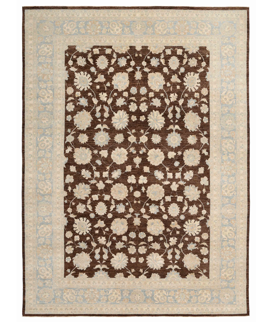 Hand Knotted Ziegler Wool Rug  - 10&#39; 1&quot; X 13&#39; 10&quot; 10&#39; 1&quot; X 13&#39; 10&quot; (307 X 422) / Brown / Blue