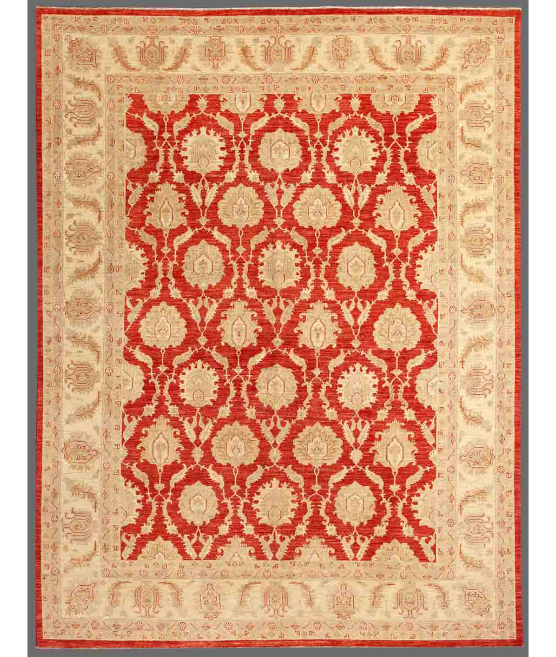 Hand Knotted Ziegler Wool Rug  - 9&#39; 7&quot; X 12&#39; 7&quot; 9&#39; 7&quot; X 12&#39; 7&quot; (292 X 384) / Red / Ivory