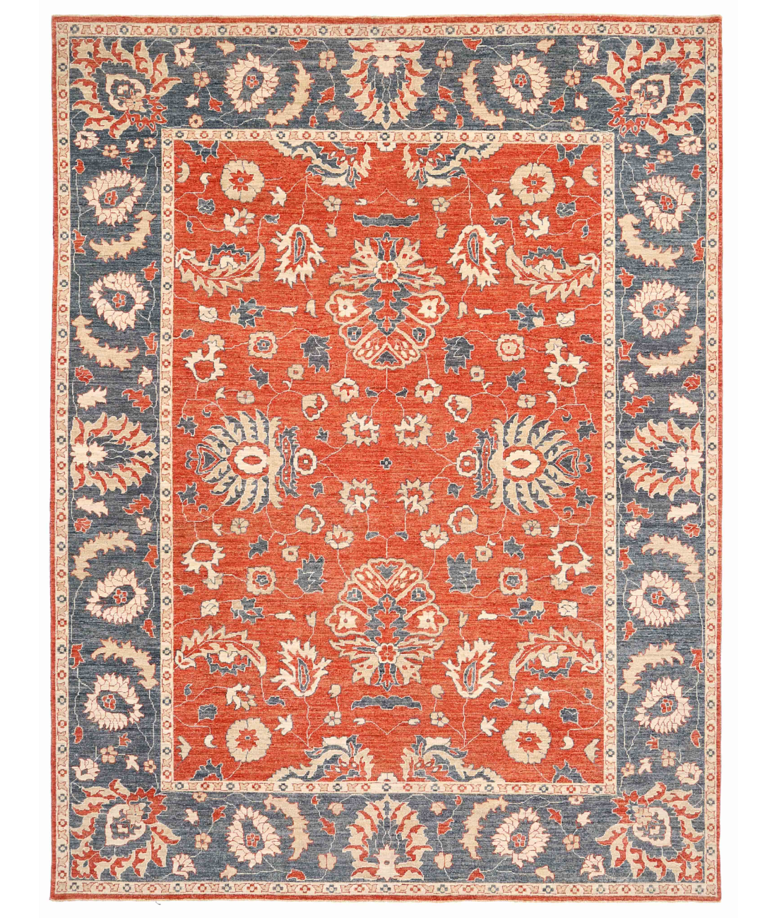 Hand Knotted Ziegler Wool Rug  - 9&#39; 0&quot; X 11&#39; 8&quot; 9&#39; 0&quot; X 11&#39; 8&quot; (274 X 356) / Orange / Grey