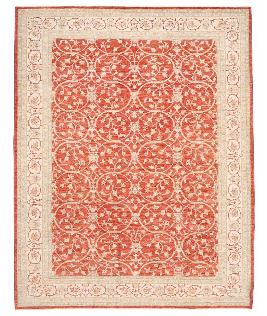 Hand Knotted Ziegler Wool Rug  - 8&#39; 3&quot; X 10&#39; 8&quot; 8&#39; 3&quot; X 10&#39; 8&quot; (251 X 325) / Red / Ivory