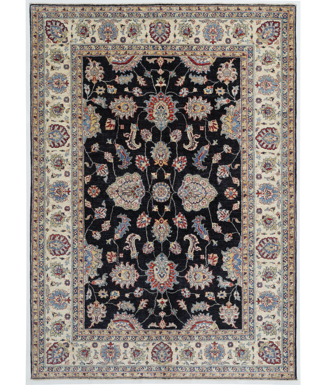 Hand Knotted Ziegler Wool Rug  - 5&#39; 6&quot; X 7&#39; 9&quot; 5&#39; 6&quot; X 7&#39; 9&quot; (168 X 236) / Black / Ivory