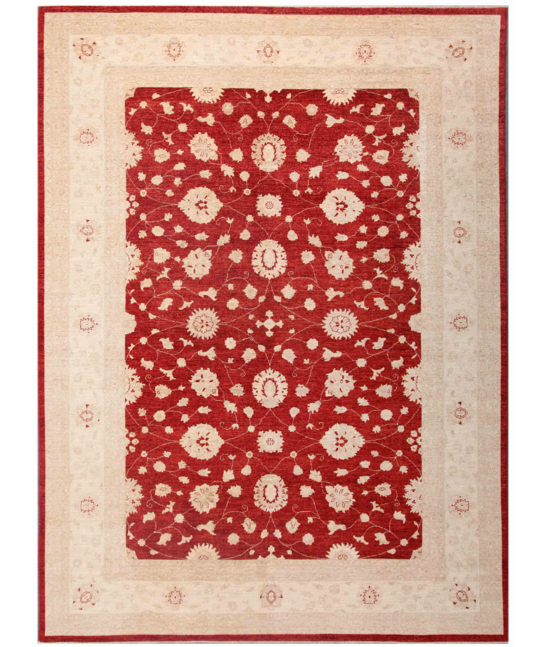 Hand Knotted Ziegler Wool Rug  - 10&#39; 0&quot; X 13&#39; 8&quot; 10&#39; 0&quot; X 13&#39; 8&quot; (305 X 417) / Red / Ivory