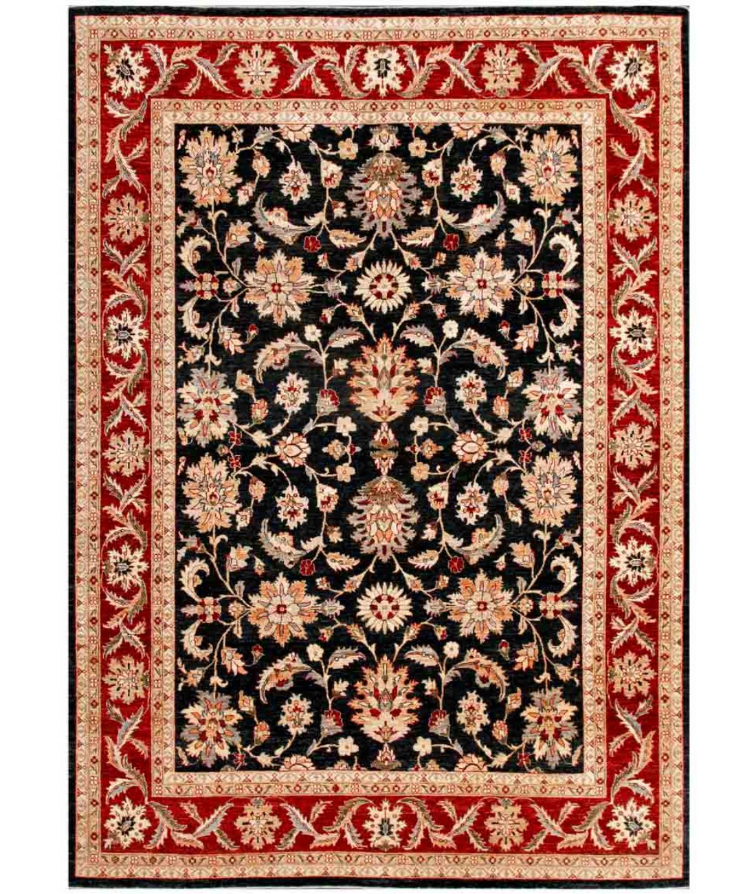 Hand Knotted Ziegler Wool Rug  - 8&#39; 10&quot; X 12&#39; 0&quot; 8&#39; 10&quot; X 12&#39; 0&quot; (269 X 366) / Black / Red