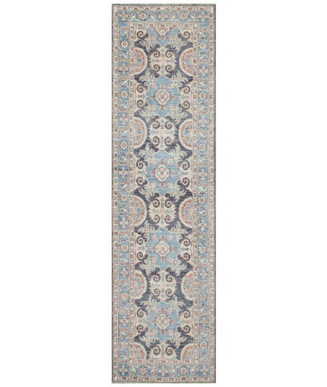 Hand Knotted Ziegler Wool Rug  - 2&#39; 8&quot; X 9&#39; 6&quot; 2&#39; 8&quot; X 9&#39; 6&quot; (81 X 290) / Grey / Blue