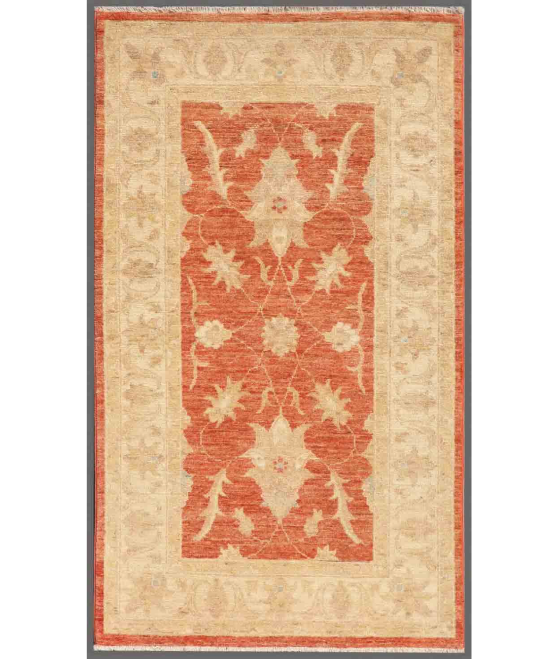 Hand Knotted Ziegler Wool Rug  - 2&#39; 7&quot; X 4&#39; 4&quot; 2&#39; 7&quot; X 4&#39; 4&quot; (79 X 132) / Red / Ivory