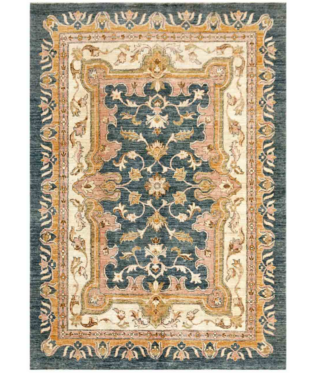 Hand Knotted Ziegler Wool Rug  - 4&#39; 9&quot; X 6&#39; 10&quot; 4&#39; 9&quot; X 6&#39; 10&quot; (145 X 208) / Grey / Ivory