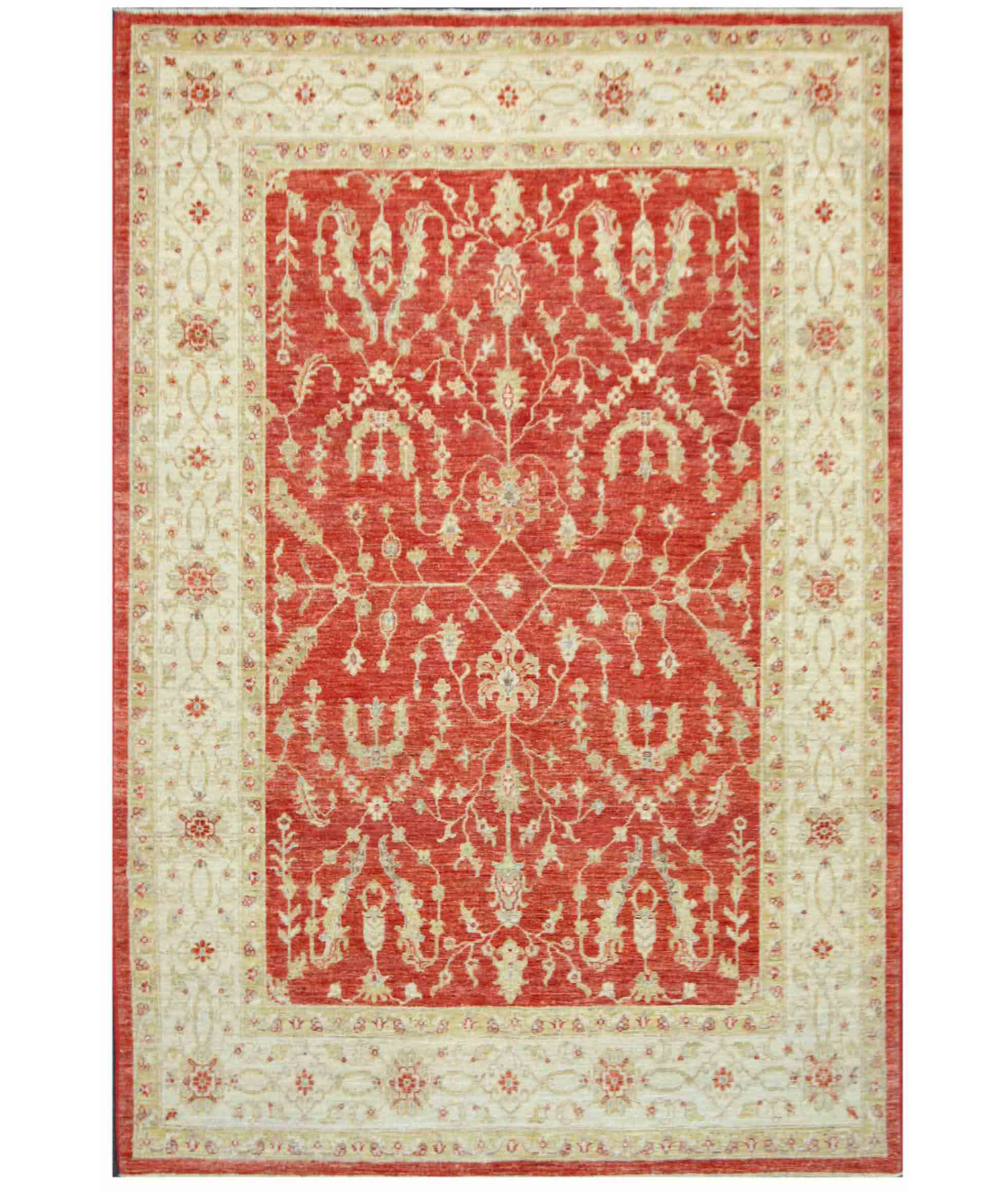 Hand Knotted Ziegler Wool Rug  - 5&#39; 7&quot; X 7&#39; 11&quot; 5&#39; 7&quot; X 7&#39; 11&quot; (170 X 241) / Red / Beige