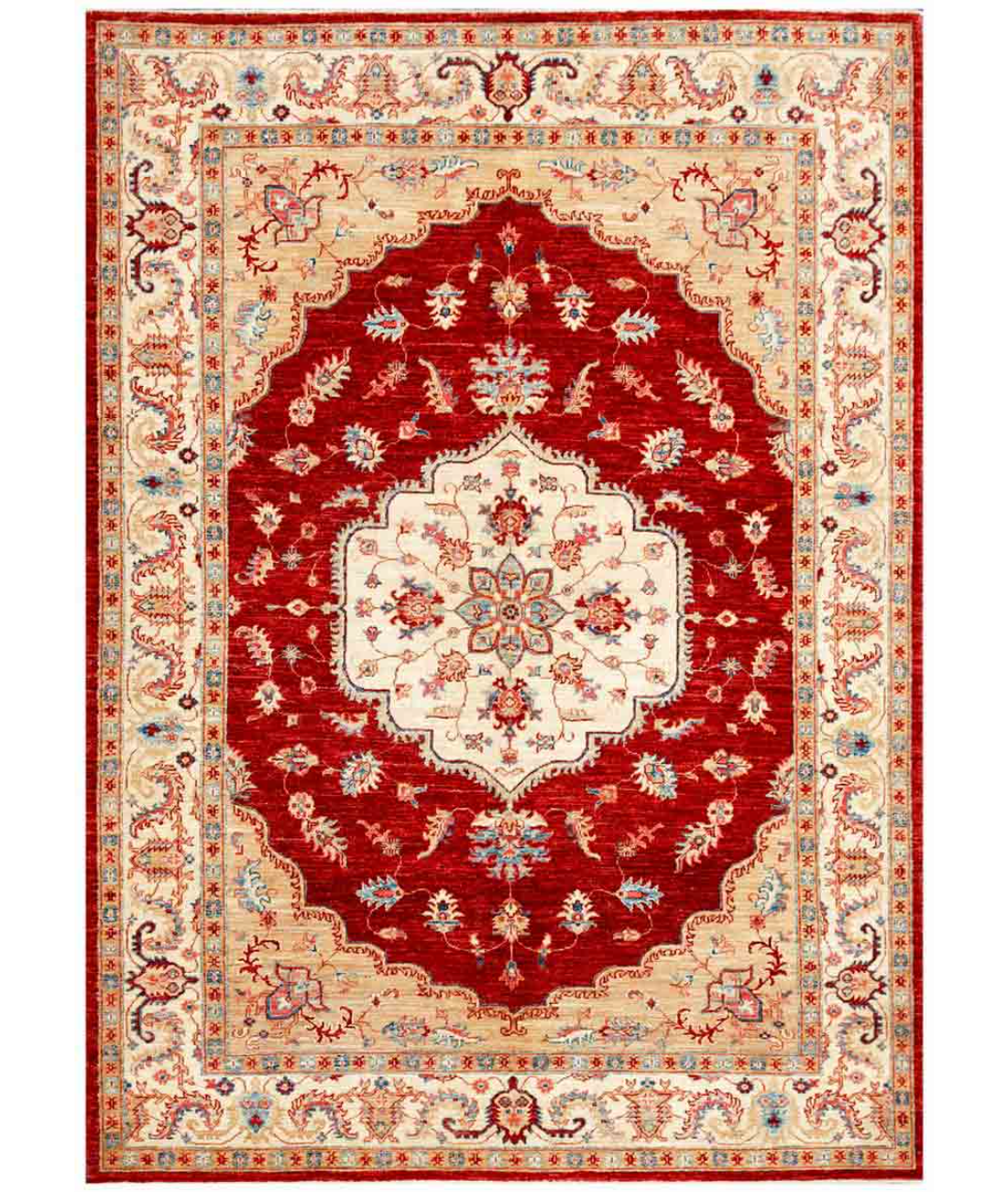 Hand Knotted Ziegler Wool Rug  - 5&#39; 9&quot; X 7&#39; 9&quot; 5&#39; 9&quot; X 7&#39; 9&quot; (175 X 236) / Red / Ivory