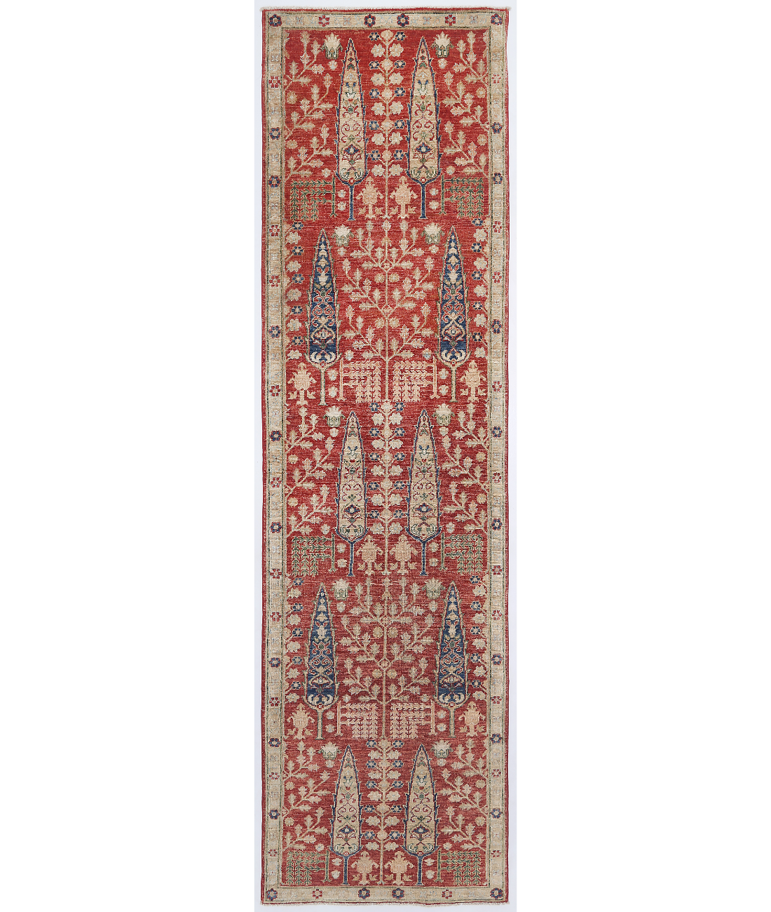 Hand Knotted Ziegler Wool Rug  - 2&#39; 7&quot; X 9&#39; 9&quot; 2&#39; 7&quot; X 9&#39; 9&quot; (79 X 297) / Red / Ivory