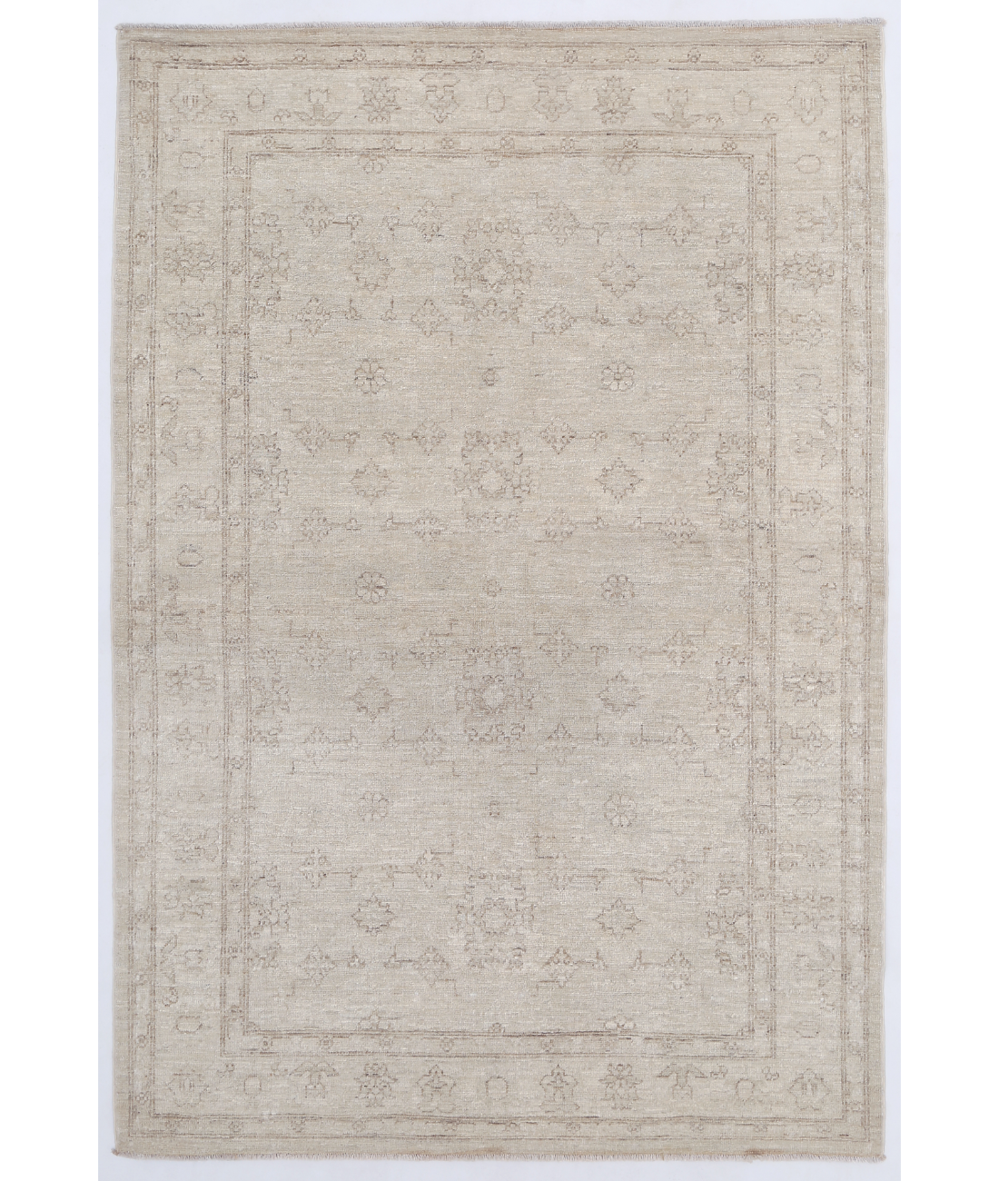 Hand Knotted Ziegler Wool Rug  - 3&#39; 11&quot; X 5&#39; 11&quot; 3&#39; 11&quot; X 5&#39; 11&quot; (119 X 180) / Brown / Ivory