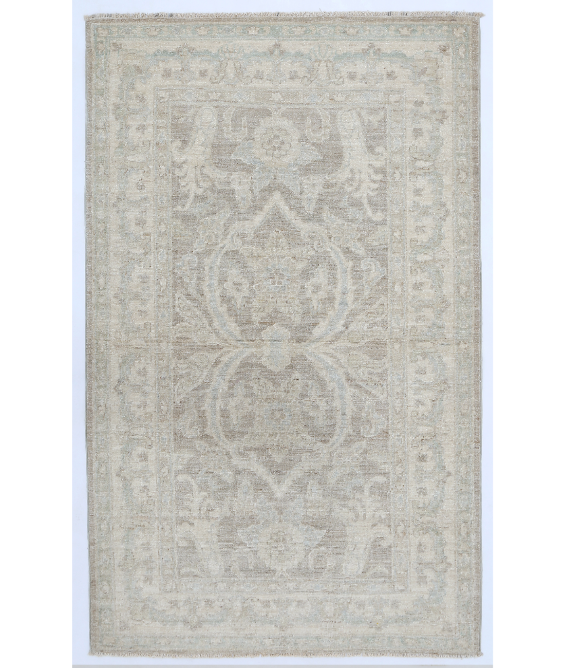 Hand Knotted Ziegler Wool Rug  - 2' 10" X 4' 11" 2' 10" X 4' 11" (86 X 150) / Brown / Ivory