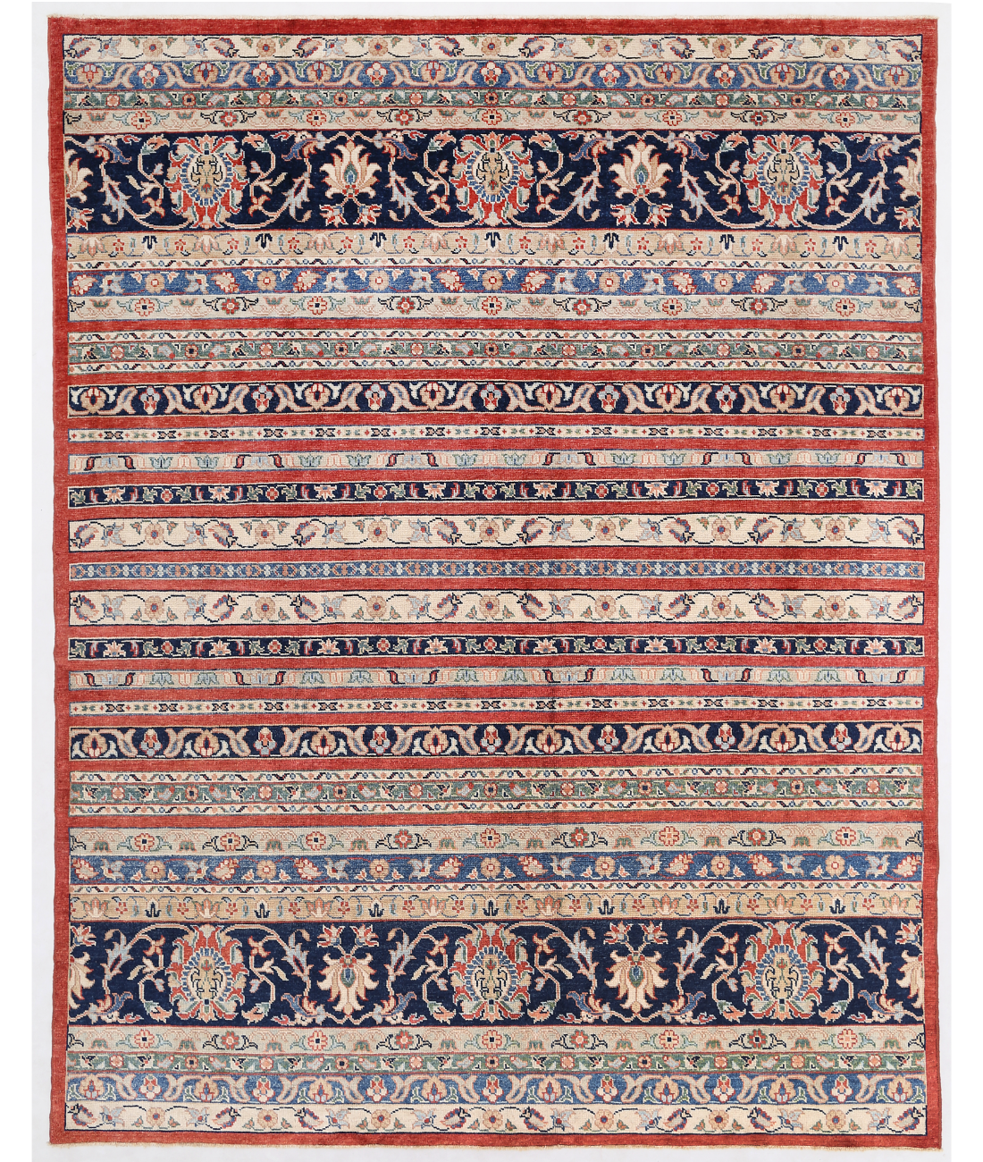 Hand Knotted Ziegler Wool Rug  - 8&#39; 0&quot; X 10&#39; 0&quot; 8&#39; 0&quot; X 10&#39; 0&quot; (244 X 305) / Red / Blue