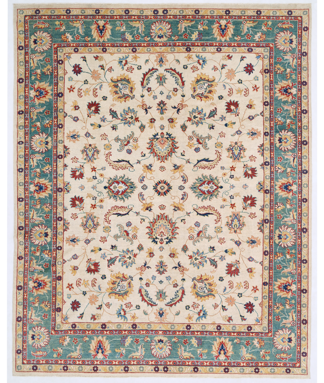 Hand Knotted Ziegler Wool Rug  - 8&#39; 1&quot; X 10&#39; 0&quot; 8&#39; 1&quot; X 10&#39; 0&quot; (246 X 305) / Beige / Green