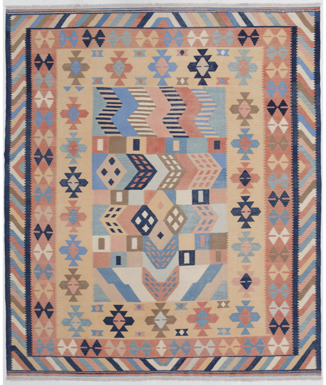 Hand Woven Kafkas Kilim Wool Kilim  - 8&#39; 1&quot; X 9&#39; 10&quot; 8&#39; 1&quot; X 9&#39; 10&quot; (246 X 300) / Multi / Multi