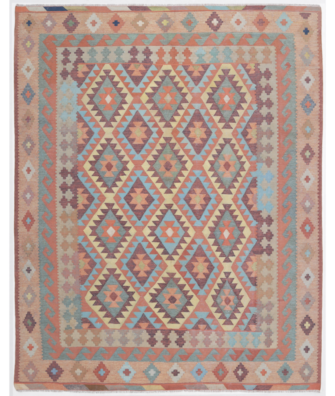 Hand Woven Kafkas Kilim Wool Kilim  - 7&#39; 11&quot; X 10&#39; 0&quot; 7&#39; 11&quot; X 10&#39; 0&quot; (241 X 305) / Taupe / Rust