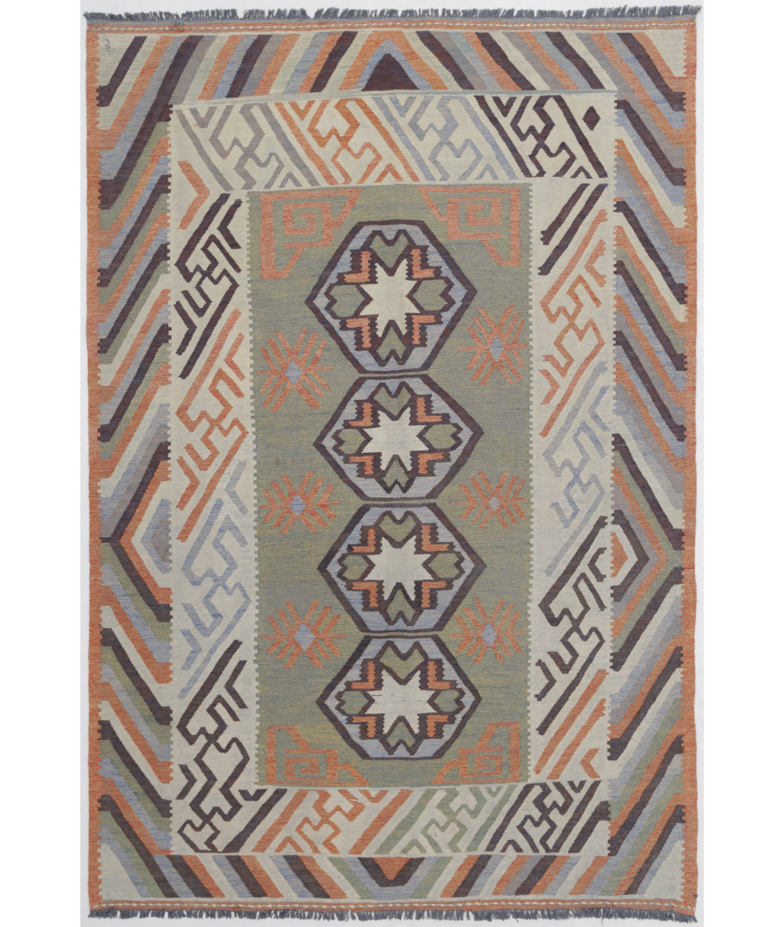 Hand Woven Kafkas Kilim Wool Kilim  - 5&#39; 11&quot; X 8&#39; 8&quot; 5&#39; 11&quot; X 8&#39; 8&quot; (180 X 264) / Brown / Ivory