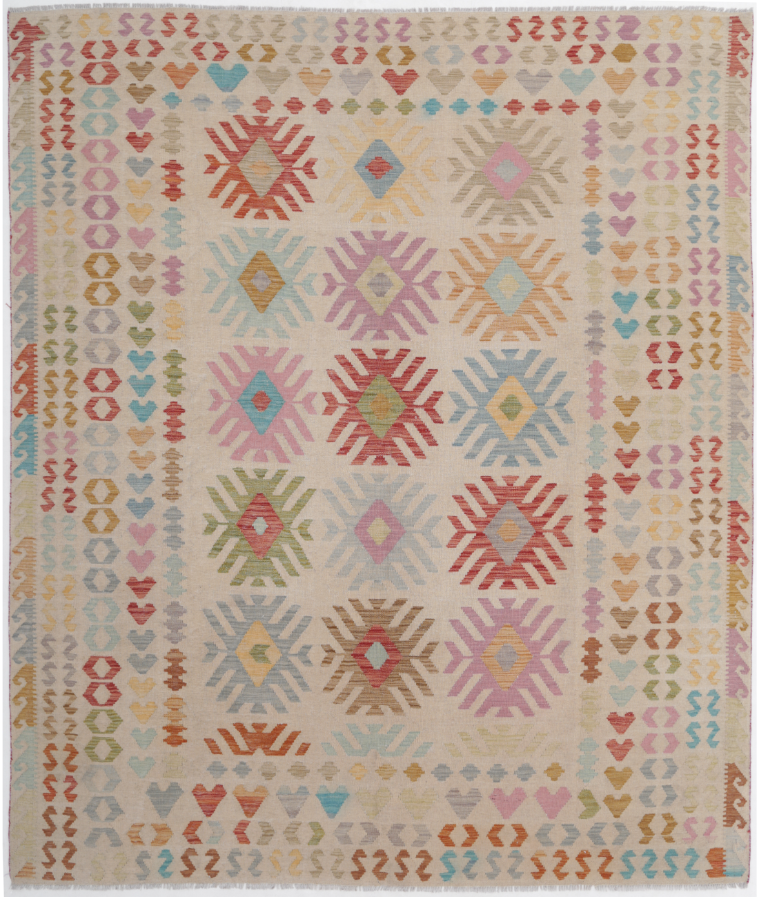 Hand Woven Maimana Kilim Wool Kilim  - 8&#39; 0&quot; X 9&#39; 11&quot; 8&#39; 0&quot; X 9&#39; 11&quot; (244 X 302) / Multi / Multi