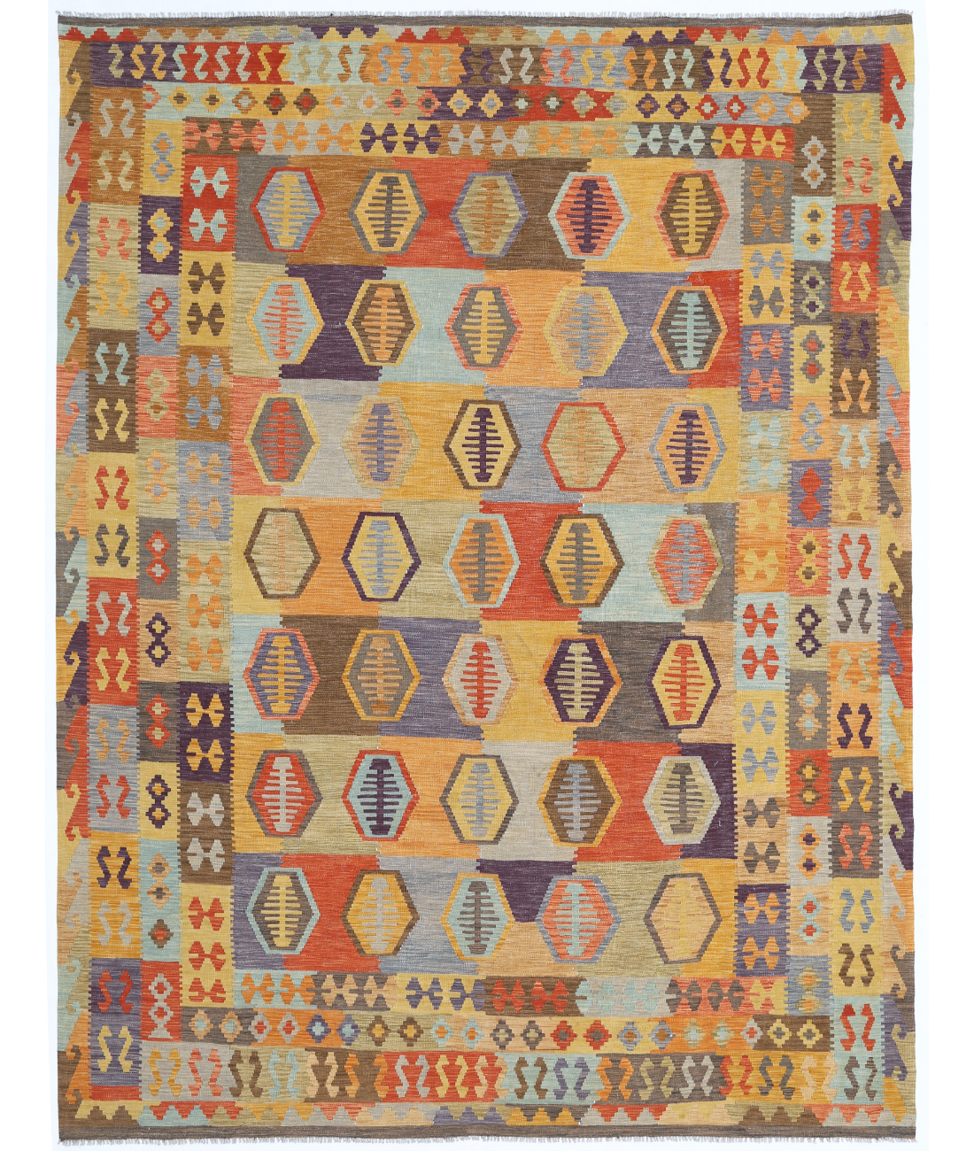 Hand Woven Maimana Kilim Wool Kilim  - 9&#39; 10&quot; X 12&#39; 7&quot; 9&#39; 10&quot; X 12&#39; 7&quot; (300 X 384) / Multi / Multi