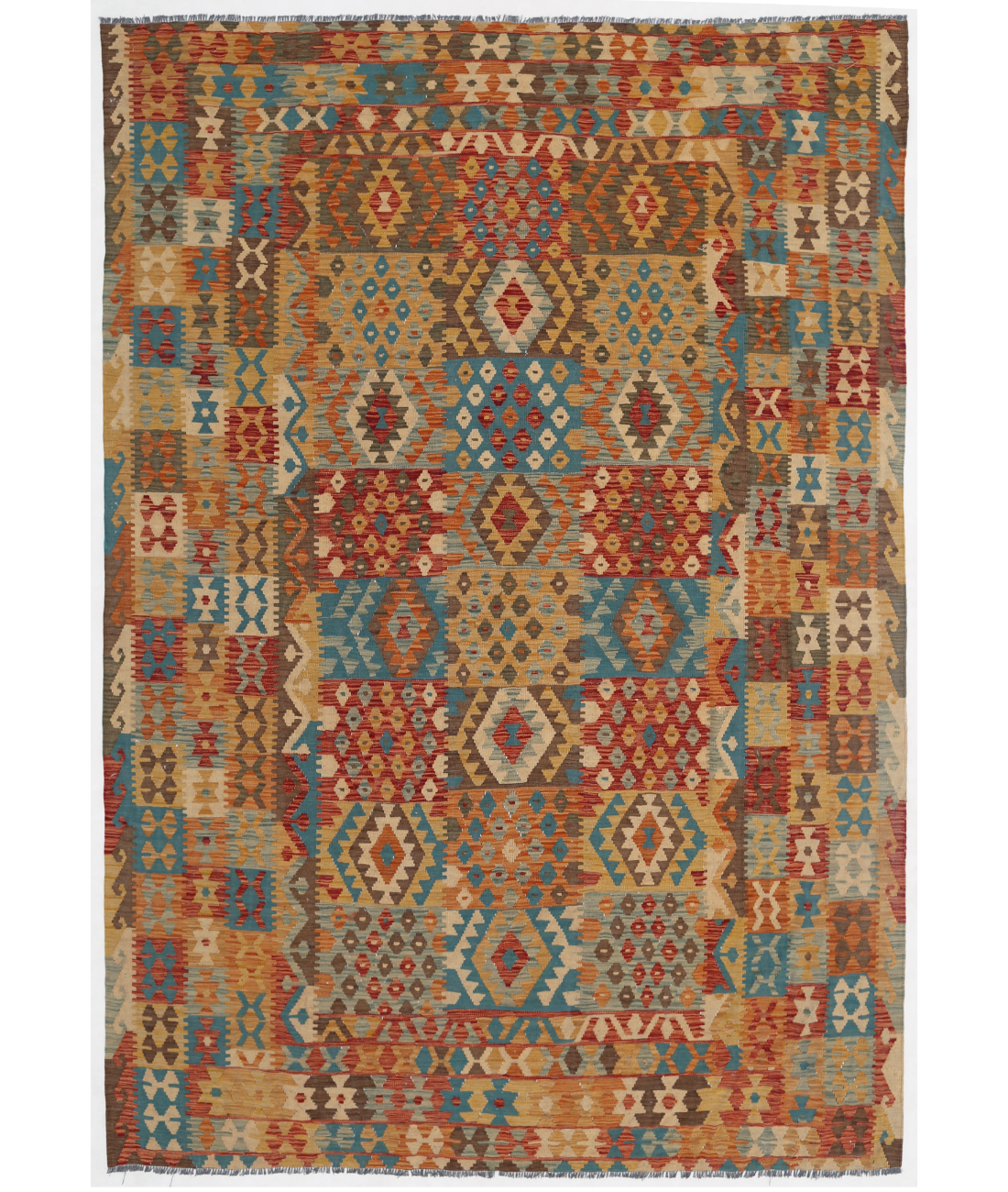 Hand Woven Maimana Kilim Wool Kilim  - 7&#39; 10&quot; X 11&#39; 0&quot; 7&#39; 10&quot; X 11&#39; 0&quot; (239 X 335) / Multi / Multi