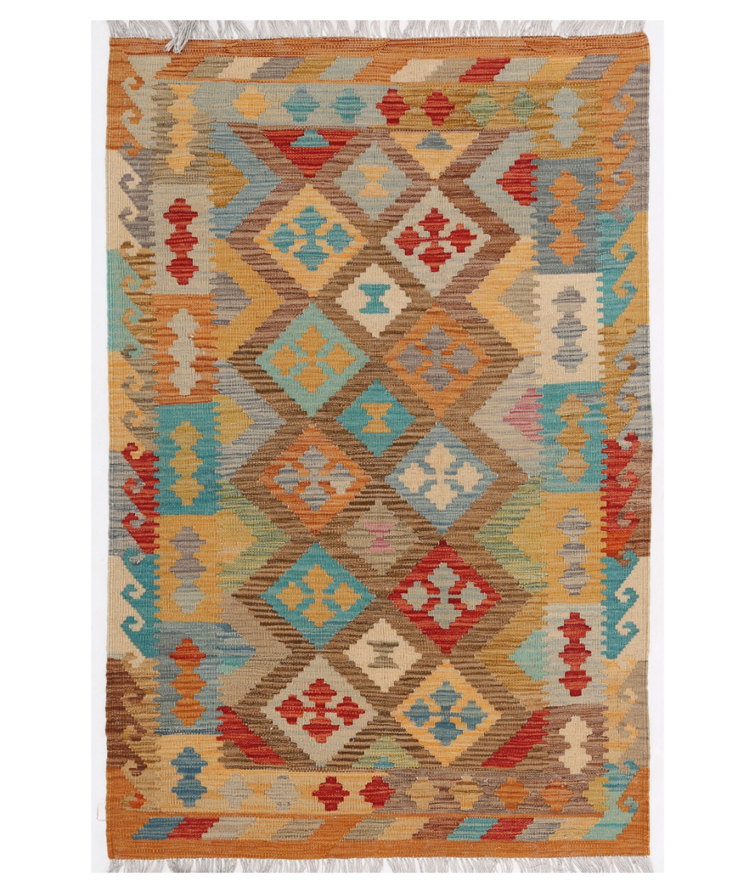 Hand Woven Maimana Kilim Wool Kilim  - 3&#39; 3&quot; X 5&#39; 0&quot; 3&#39; 3&quot; X 5&#39; 0&quot; (99 X 152) / Multi / Multi