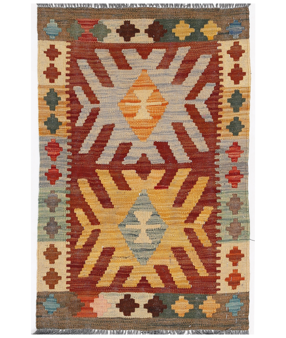 Hand Woven Maimana Kilim Wool Kilim  - 1&#39; 11&quot; X 2&#39; 11&quot; 1&#39; 11&quot; X 2&#39; 11&quot; (58 X 89) / Multi / Multi