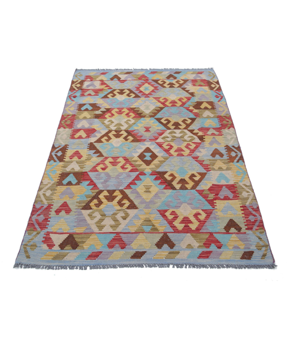 Hand Knotted Maimana Kilim Wool Kilim Rug - 3'10'' x 6'0'' 3'10'' x 6'0'' (115 X 180) / Multi / Multi