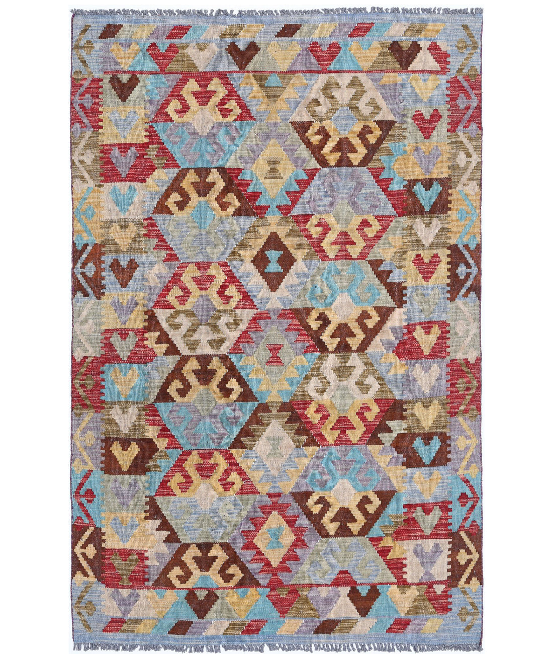 Hand Knotted Maimana Kilim Wool Kilim Rug - 3&#39;10&#39;&#39; x 6&#39;0&#39;&#39; 3&#39;10&#39;&#39; x 6&#39;0&#39;&#39; (115 X 180) / Multi / Multi