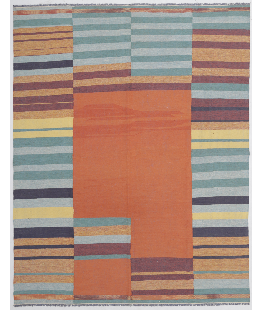 Hand Woven Modern Kilim Wool Kilim  - 7&#39; 10&quot; X 10&#39; 0&quot; 7&#39; 10&quot; X 10&#39; 0&quot; (239 X 305) / Blue / Rust