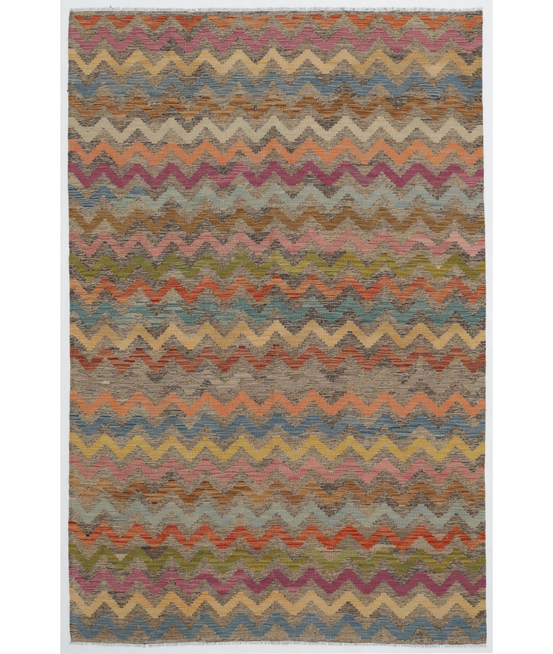 Hand Woven Natural Kilim Wool Kilim  - 6&#39; 5&quot; X 9&#39; 10&quot; 6&#39; 5&quot; X 9&#39; 10&quot; (196 X 300) / Multi / Multi