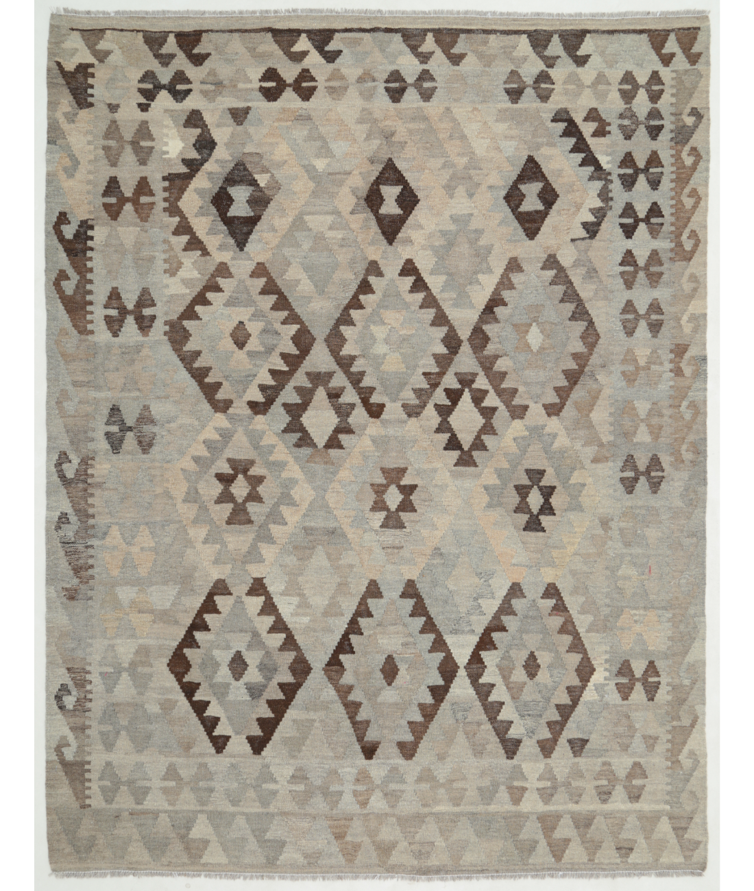 Hand Woven Natural Kilim Wool Kilim  - 5&#39; 10&quot; X 7&#39; 6&quot; 5&#39; 10&quot; X 7&#39; 6&quot; (178 X 229) / Grey / Ivory